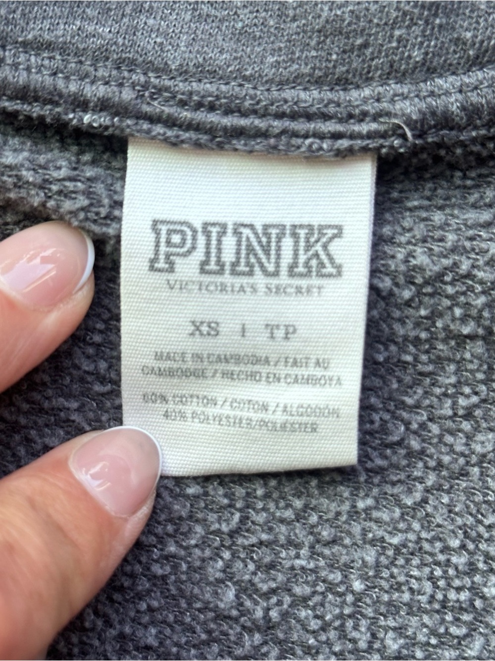 PINK Victoria’s Secret Gray Quarter Zip Pullover XS Graphic Sweatshirt - Picture 5 of 6